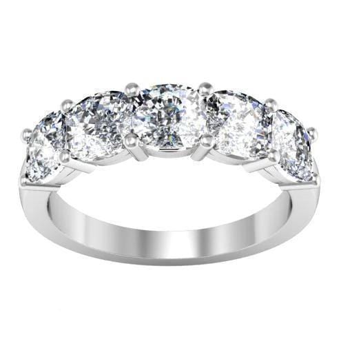 3.00cttw Shared Prong Cushion Cut Diamond Five Stone Ring Five Stone Rings deBebians 