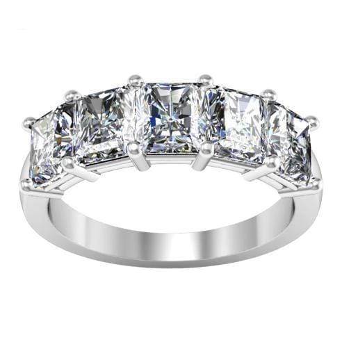 3.00cttw Shared Prong Radiant Cut Diamond Five Stone Ring Five Stone Rings deBebians 