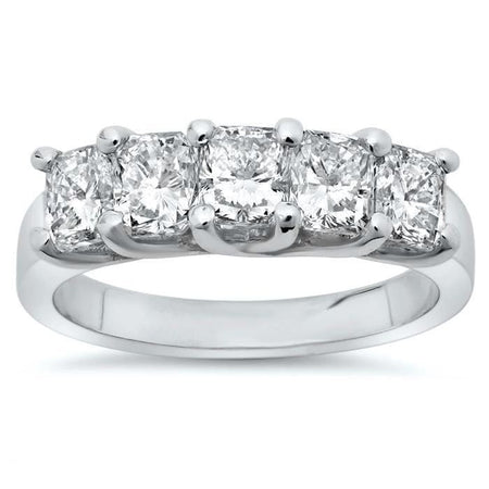 3.00cttw Trellis Radiant Cut Diamond Five Stone Ring Five Stone Rings deBebians 