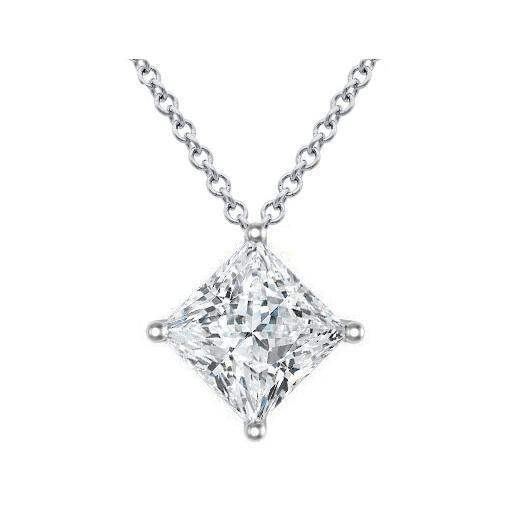 Princess Cut Kite Diamond Setting Pendant Solitaire Necklaces deBebians 