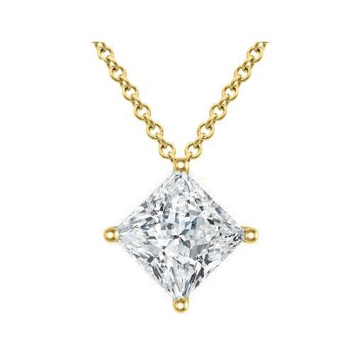 Kite Setting Princess Cut Diamond Necklace deBebians