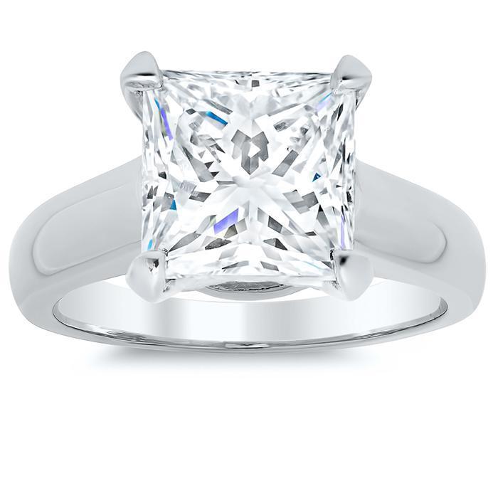 Princess Cut Trellis Solitaire Ring 3.5mm Wide Solitaire Engagement Rings deBebians 