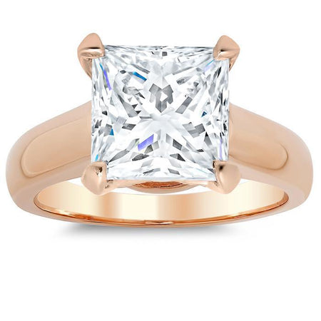 Princess Cut Trellis Solitaire Ring 3.5mm Wide Solitaire Engagement Rings deBebians 