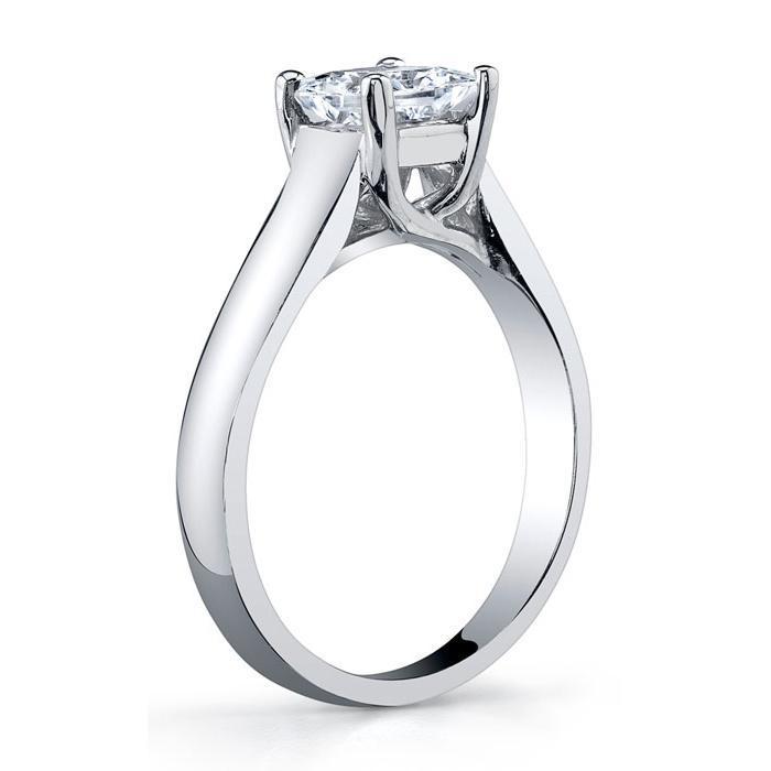 Princess Cut Trellis Solitaire Ring 3.5mm Wide Solitaire Engagement Rings deBebians 