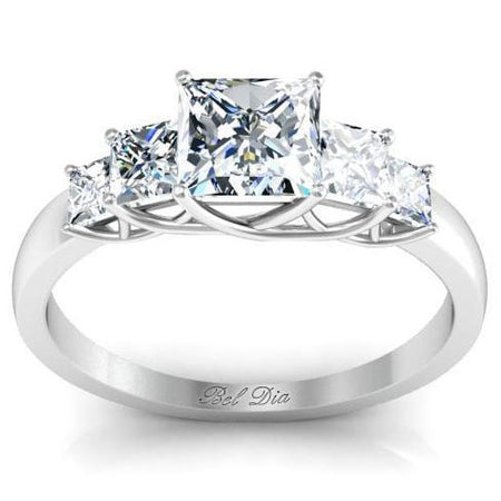 Princess Five Stone Engagement Ring with Trellis Setting Diamond Accented Engagement Rings deBebians 