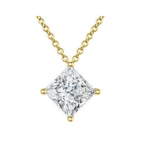 Princess Kite Diamond Pendant Solitaire Necklaces deBebians 