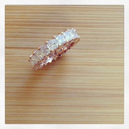 Radiant Cut Shared Prong Diamond Eternity Band - 4.00 carat - SI Clarity Diamond Eternity Rings deBebians 