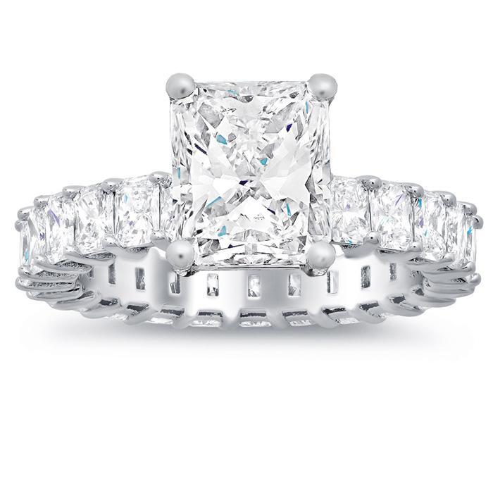 Radiant Diamond Eternity Engagement Ring Diamond Accented Engagement Rings deBebians 
