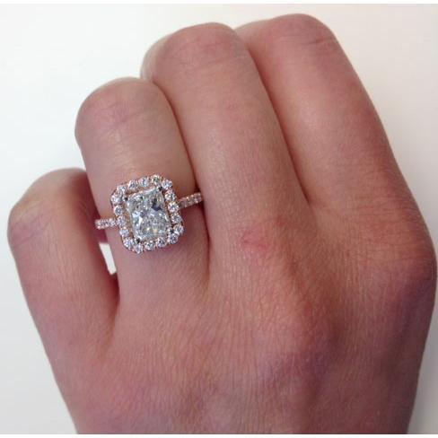 boom Maken Mooi Rectangular Diamond Engagement Ring with Halo – deBebians