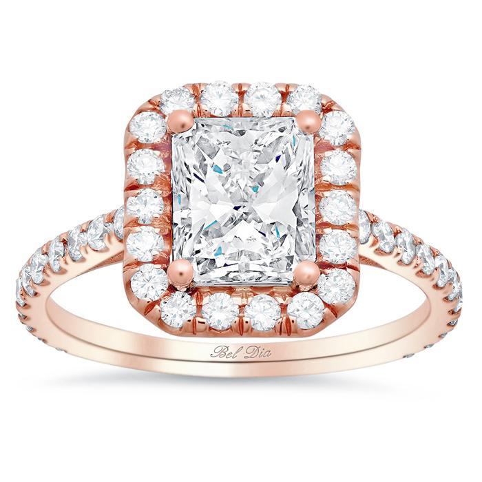 Rectangular Diamond Engagement Ring with Halo – deBebians