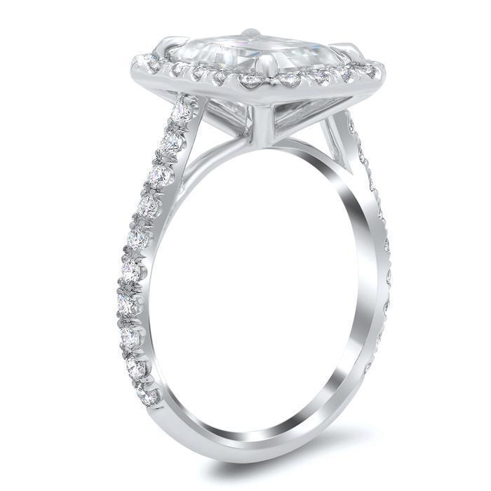 Radiant Forever One Charles & Colvard Halo Engagement Ring Moissanite Engagement Rings deBebians 
