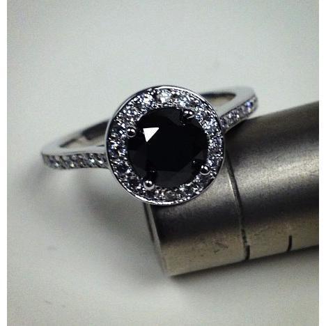 Round Black Diamond Halo Engagement Ring Black Diamond Engagement Rings deBebians 