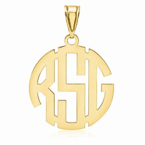 Round Carved Monogram Pendant Personalized Necklaces deBebians 