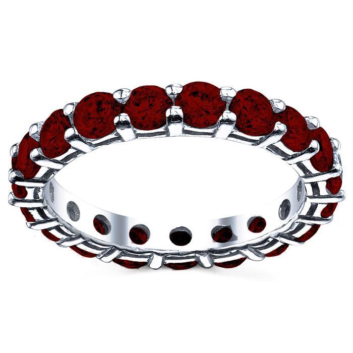 Round Cut Garnet Birth Stone Eternity Band Gemstone Eternity Rings deBebians 