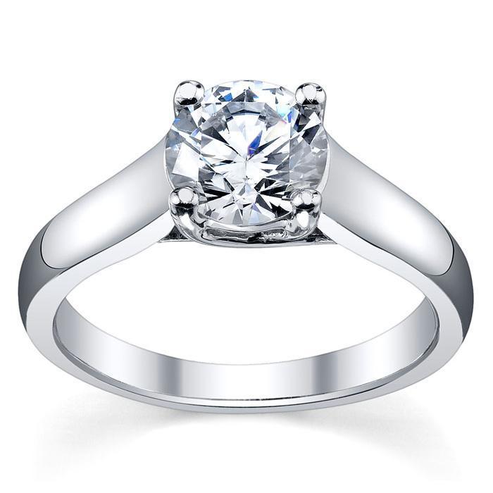 Round Cut Trellis Solitaire Diamond Ring 3.5mm Solitaire Engagement Rings deBebians 