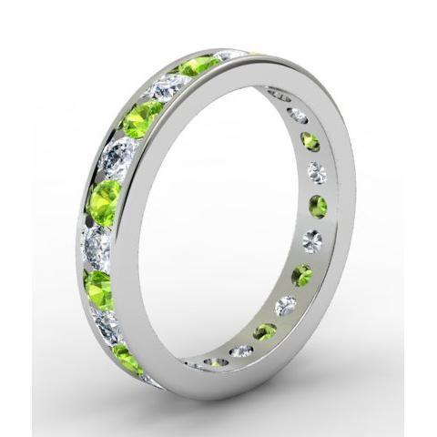 Round Peridot and Diamond Eternity Ring in Channel Setting Gemstone Eternity Rings deBebians 