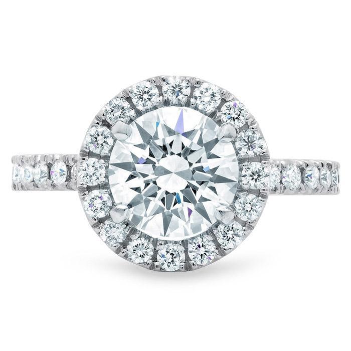 Round Halo Engagement Ring with Diamonds Halo Engagement Rings deBebians 