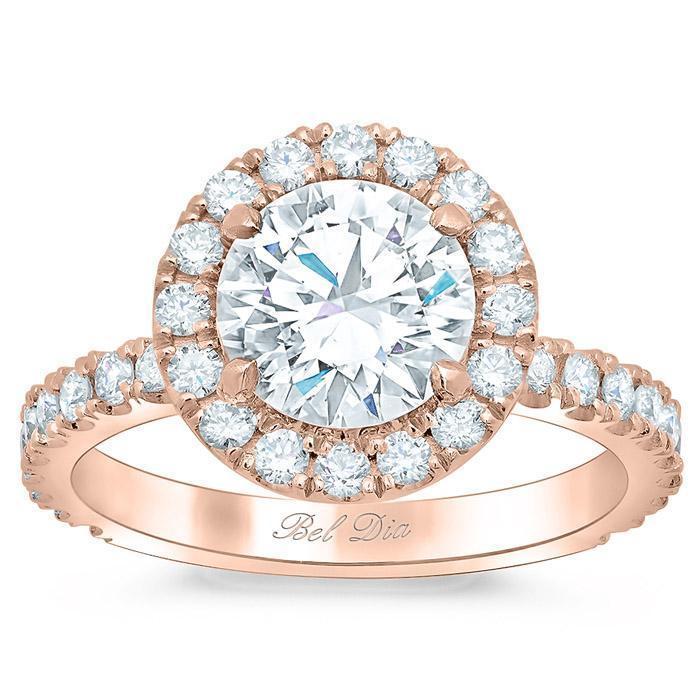 Round Halo Engagement Ring with Diamonds Halo Engagement Rings deBebians 