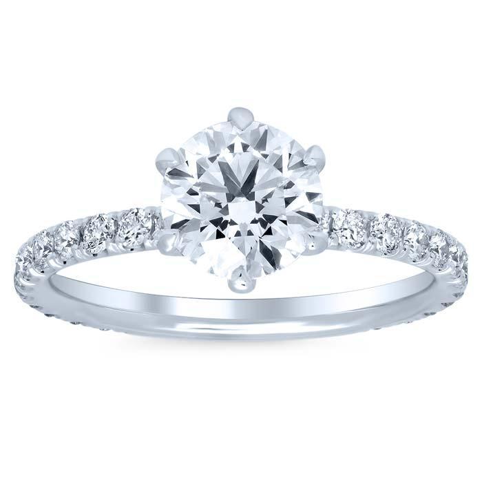 Round Pave Engagement Ring Diamond Accented Engagement Rings deBebians 