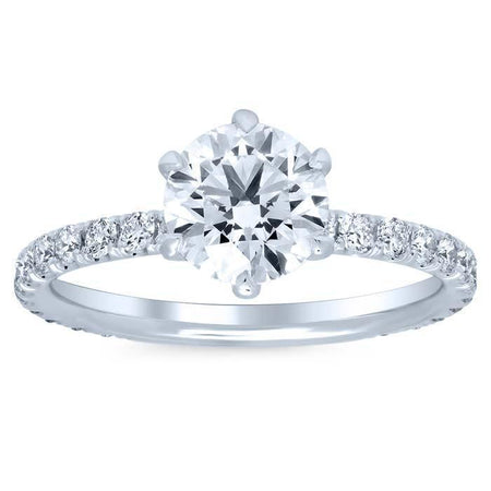 7.5mm Round Forever One Charles & Colvard Pave Engagement Ring Moissanite Engagement Rings deBebians 