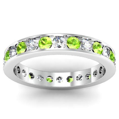 Round Peridot and Diamond Eternity Ring in Channel Setting Gemstone Eternity Rings deBebians 