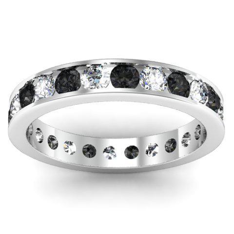 Round White and Black Diamond Eternity Band in Channel Setting Gemstone Eternity Rings deBebians 