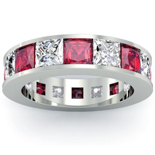 Ruby and Diamond Eternity Anniversary Band Gemstone Eternity Rings deBebians 