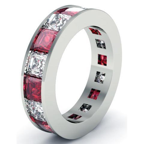 Ruby and Diamond Eternity Anniversary Band Gemstone Eternity Rings deBebians 