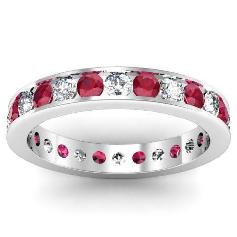 Ruby and Diamond Eternity Ring in Channel Setting Gemstone Eternity Rings deBebians 