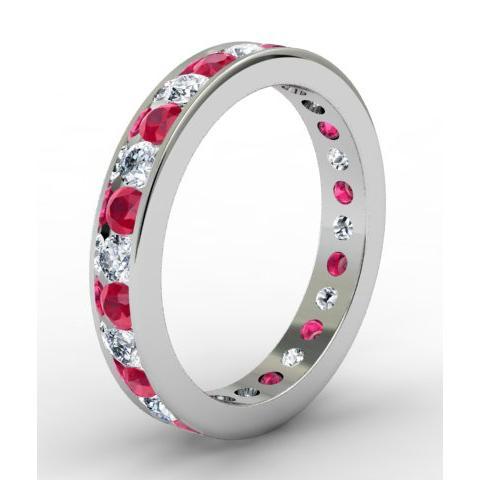 Ruby and Diamond Eternity Ring in Channel Setting Gemstone Eternity Rings deBebians 