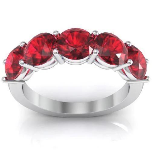 3.00cttw Shared Prong Ruby Five Stone Ring Five Stone Rings deBebians 