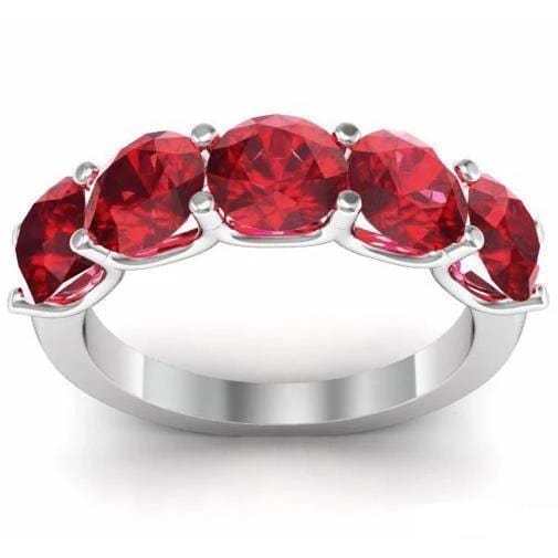 3.00cttw U Prong Ruby Five Stone Band Five Stone Rings deBebians 