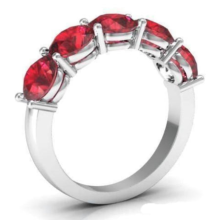 3.00cttw Shared Prong Ruby Five Stone Ring Five Stone Rings deBebians 