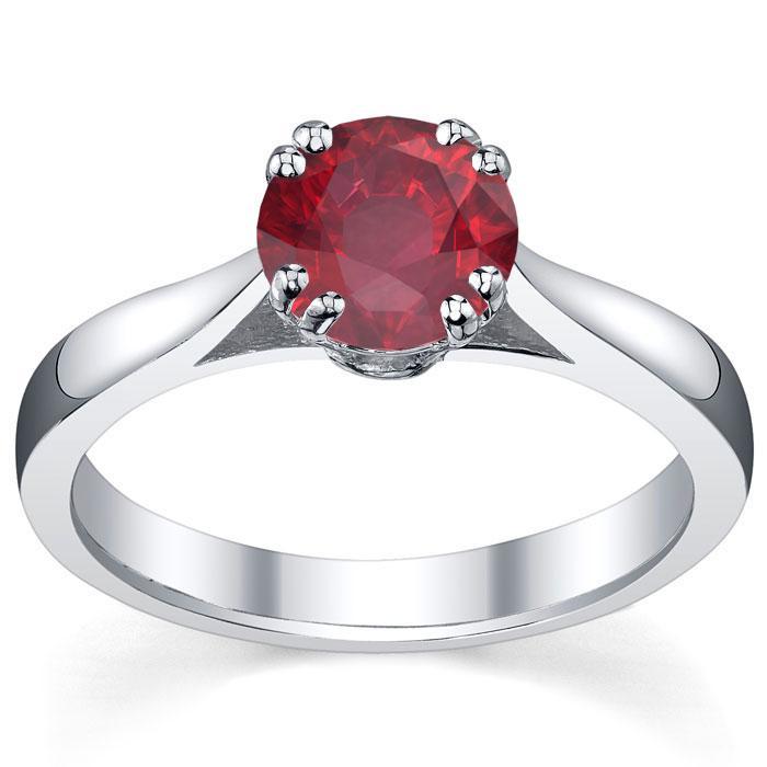 Ruby Double Prong Tapered Solitaire Solitaire Engagement Rings deBebians 