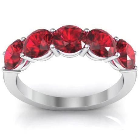 2.00cttw Shared Prong Ruby Five Stone Ring Five Stone Rings deBebians 