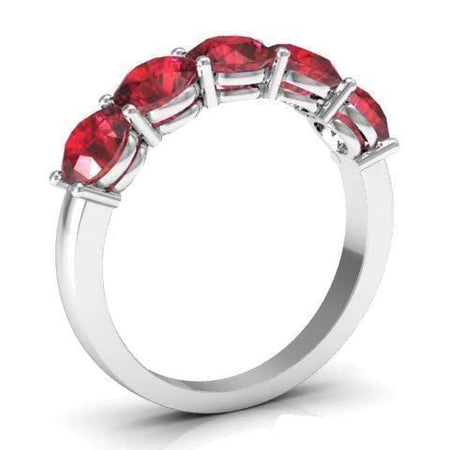 2.00cttw Shared Prong Ruby Five Stone Ring Five Stone Rings deBebians 