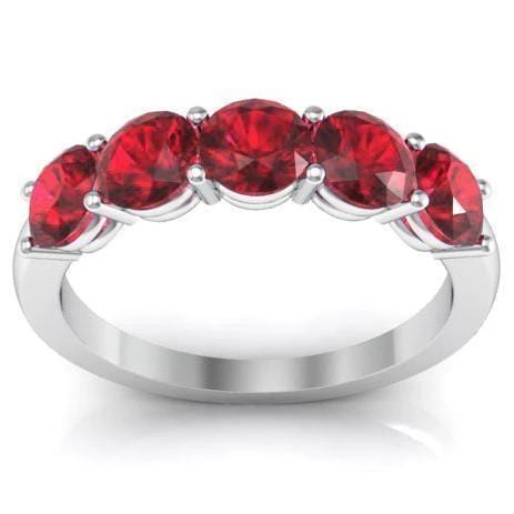 1.50cttw Shared Prong Ruby Five Stone Ring Five Stone Rings deBebians 