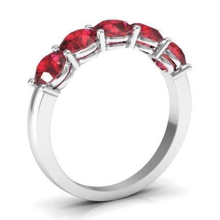 1.50cttw Shared Prong Ruby Five Stone Ring Five Stone Rings deBebians 