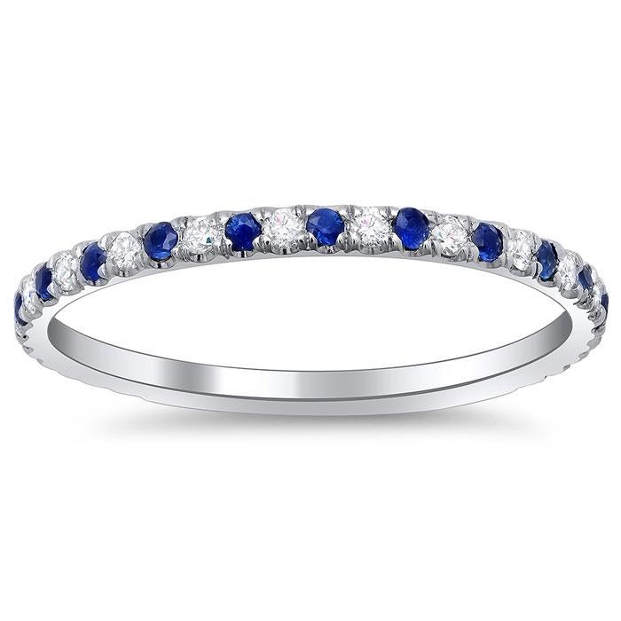 Sapphire and Diamond Wedding Band Diamond Wedding Rings deBebians 