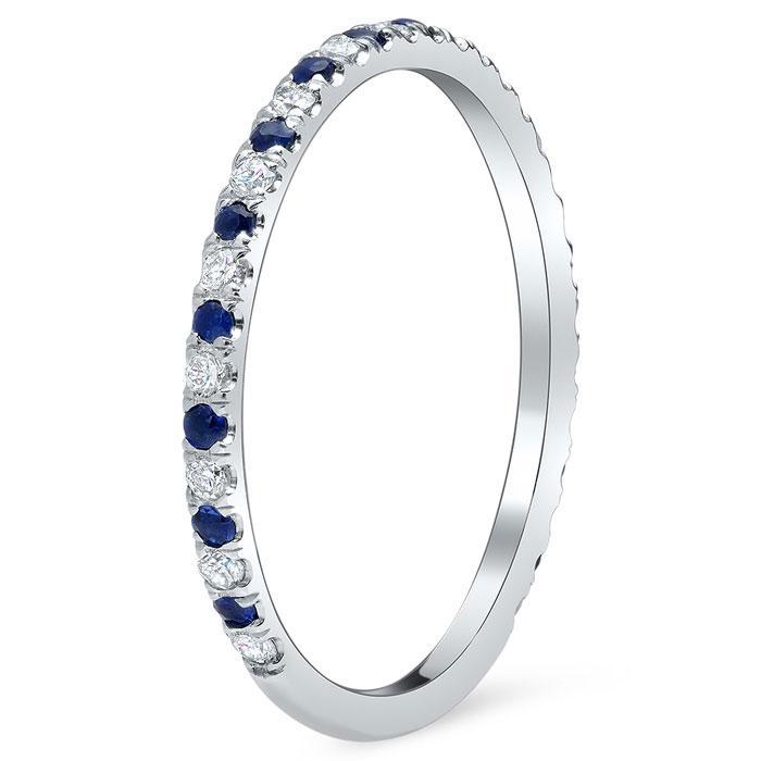 Sapphire and Diamond Wedding Band Diamond Wedding Rings deBebians 