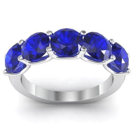 3.00cttw U Prong Blue Sapphire Five Stone Band Five Stone Rings deBebians 