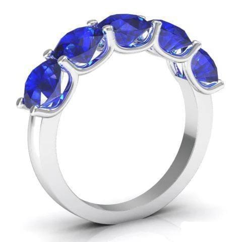 3.00cttw U Prong Blue Sapphire Five Stone Band Five Stone Rings deBebians 