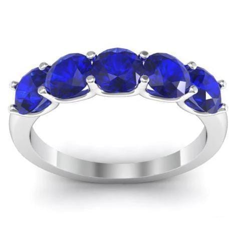 1.50cttw U Prong Blue Sapphire Five Stone Band Five Stone Rings deBebians 
