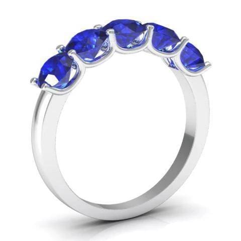 1.50cttw U Prong Blue Sapphire Five Stone Band Five Stone Rings deBebians 