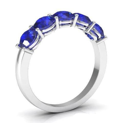 1.50cttw Shared Prong Blue Sapphire Five Stone Ring Five Stone Rings deBebians 