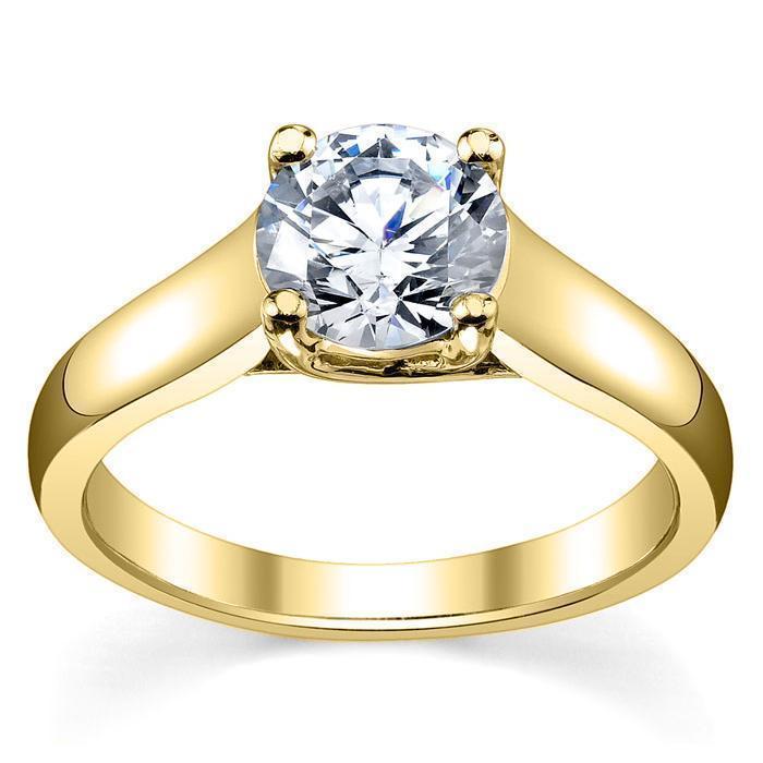 Forever One Moissanite Solitaire Engagement Ring 18kt Yellow Gold Ready-To-Ship deBebians 