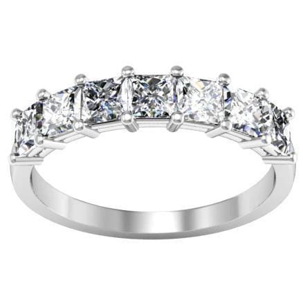 Seven Stone Ring with Square Shaped Diamonds Diamond Wedding Rings debebians 