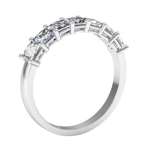 Seven Stone Ring with Square Shaped Diamonds Diamond Wedding Rings debebians 