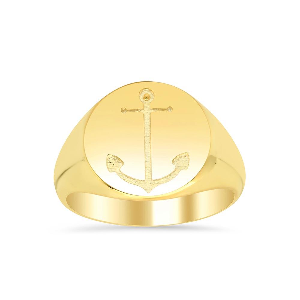 Mens Anchor Signet Ring with Solid Back Signet Rings deBebians 