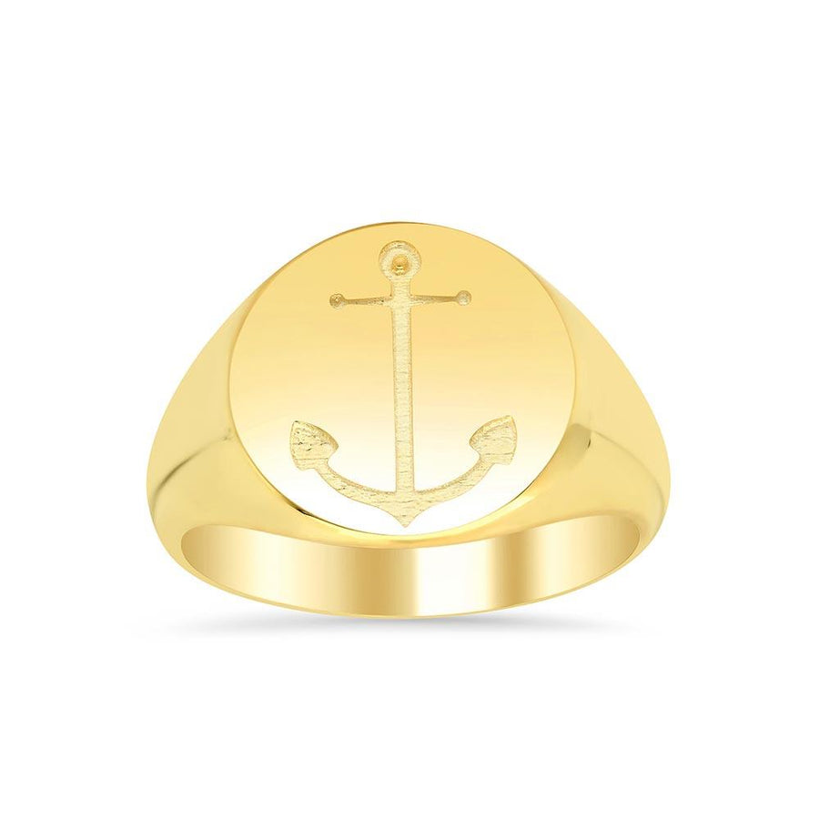 Mens Anchor Signet Ring with Solid Back Signet Rings deBebians 
